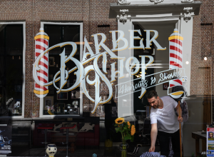 barbershop window sticker logo